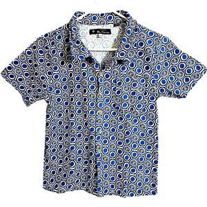 Ben Sherman Boys Linen 14/16‎ Geometric Circle Button Down Shirt Casual Summer